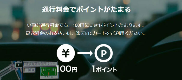 ETCで100円で1ポイント貯まる