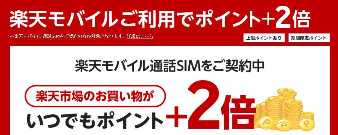 楽天市場でのポイントが2倍