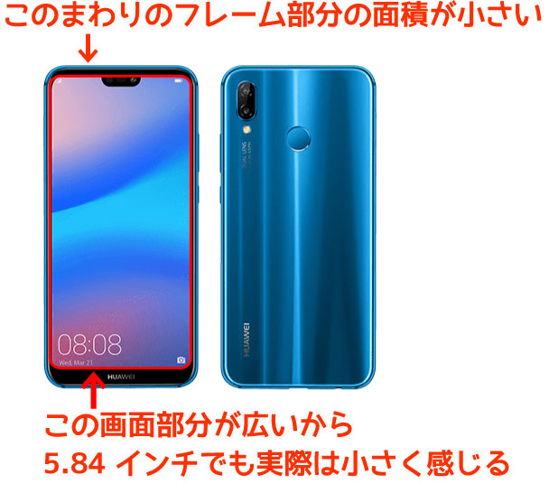 画面が大きい割にサイズは小さく感じる